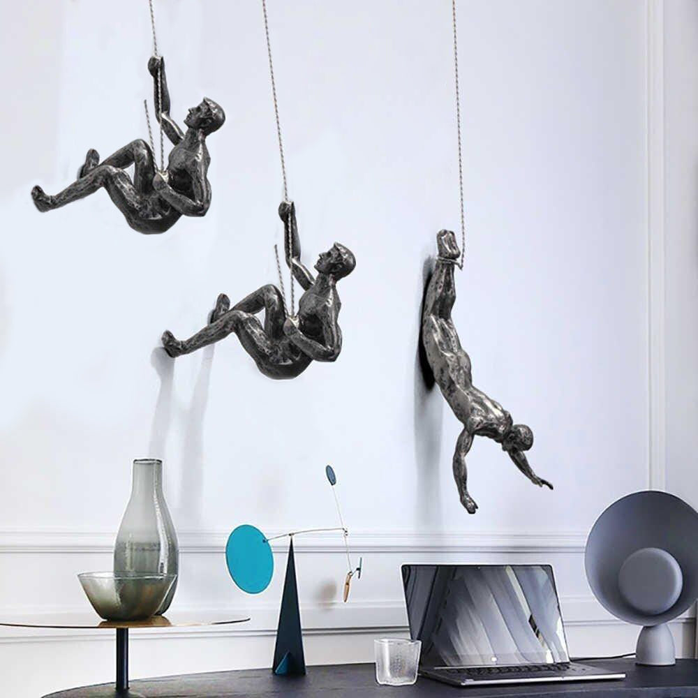 Rock Climber set of 3 in Silver Antique Finish