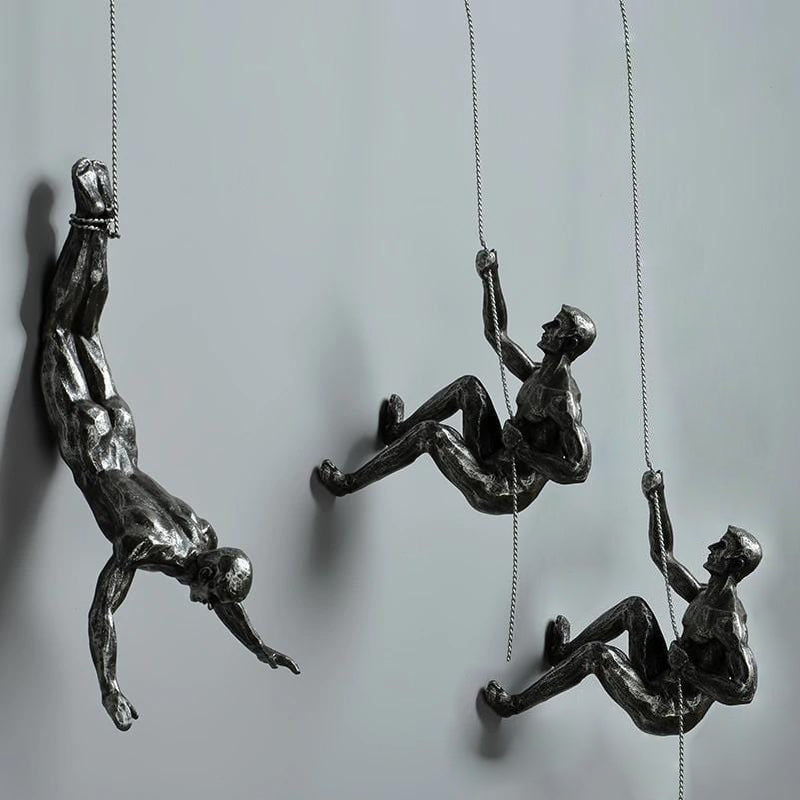 Rock Climber set of 3 in Silver Antique Finish