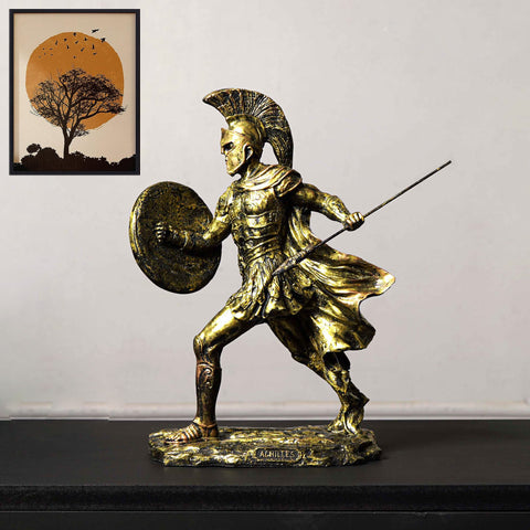 Brave Roman Fighter Showpiece in Vintage Antique Gold Finish