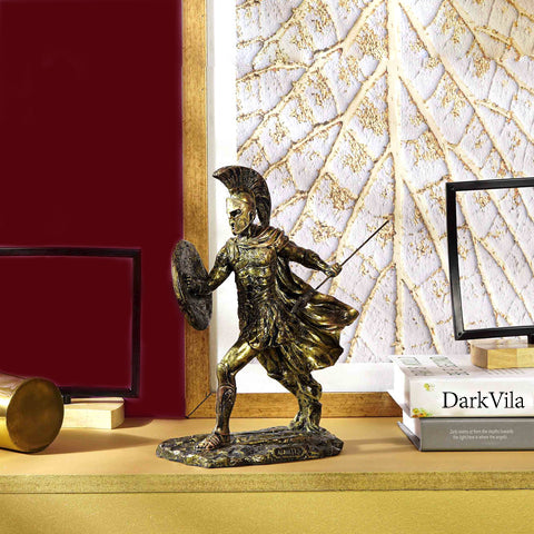 Brave Roman Fighter Showpiece in Vintage Antique Gold Finish